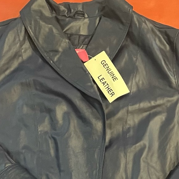 34W Women’s Genuine leather coat Navy Blue - Picture 11 of 16